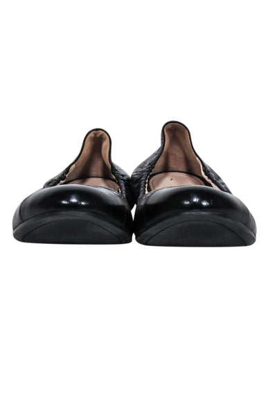 Current Boutique-Prada - Black Crackle Leather Ballet Flats Sz 11