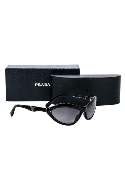 Current Boutique-Prada - Black Curved Frame Sunglasses