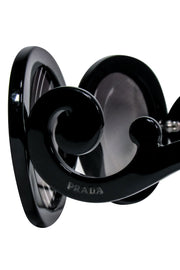 Current Boutique-Prada - Black Large Round Sunglasses w/ Side Swirl