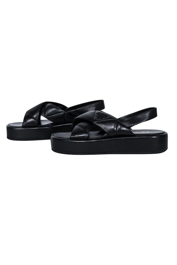 Current Boutique-Prada - Black Leather Puff Strappy Sandals Sz 8