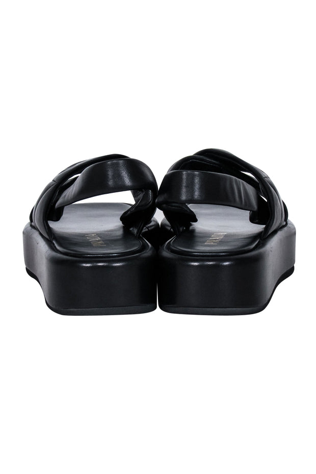 Current Boutique-Prada - Black Leather Puff Strappy Sandals Sz 8