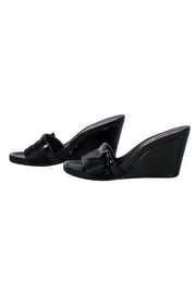 Current Boutique-Prada - Black Patenet Open Toe Wedges Sz 7