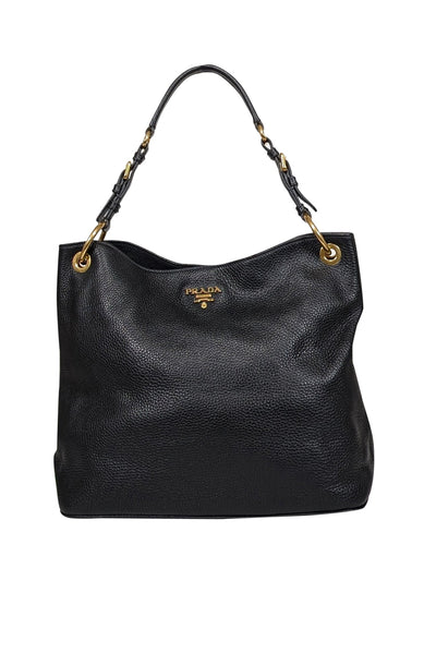 Current Boutique-Prada - Black Pebbled Leather Shoulder Bag