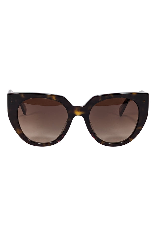 Current Boutique-Prada - Brown Tortoise Round Cate Eye Sunglasses