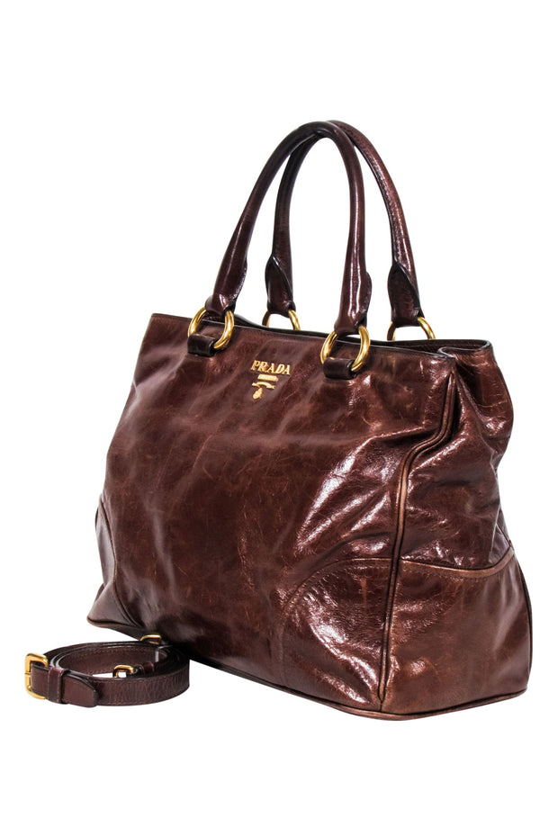 Current Boutique-Prada - Brown Washed Buffalo Frame Bag