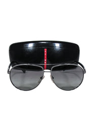 Current Boutique-Prada - Grey Gunmetal Aviator Sunglasses