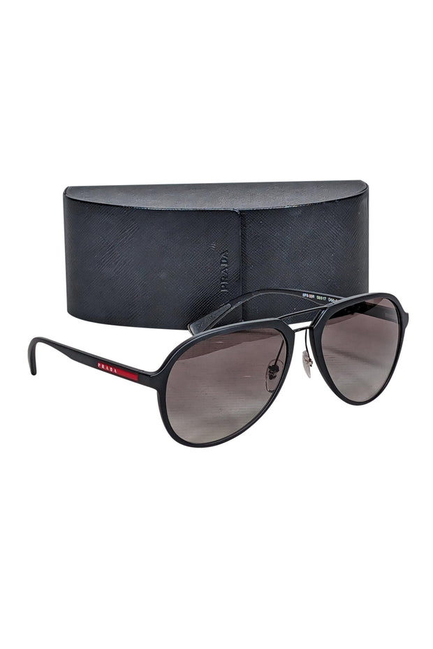 Current Boutique-Prada - Matte Black Aviator Sunglasses