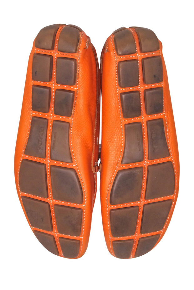 Current Boutique-Prada - Orange Leather Loafers Sz 8.5