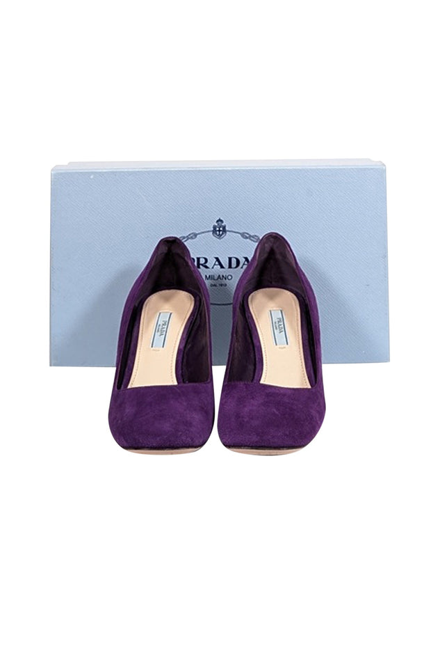 Current Boutique-Prada - Purple Suede Rounded Toe Low Pumps Sz 8