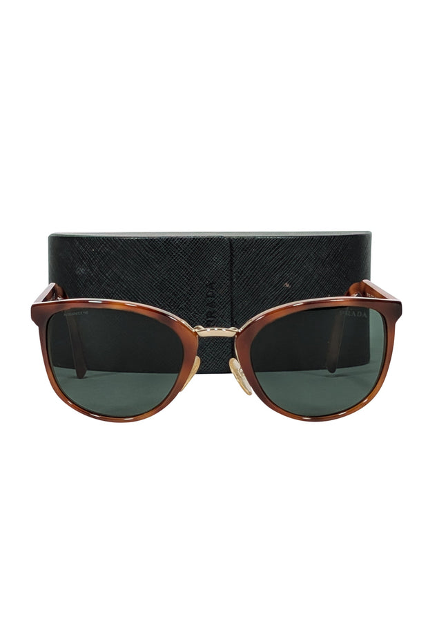 Current Boutique-Prada - Tan Tortoise Round Sunglasses