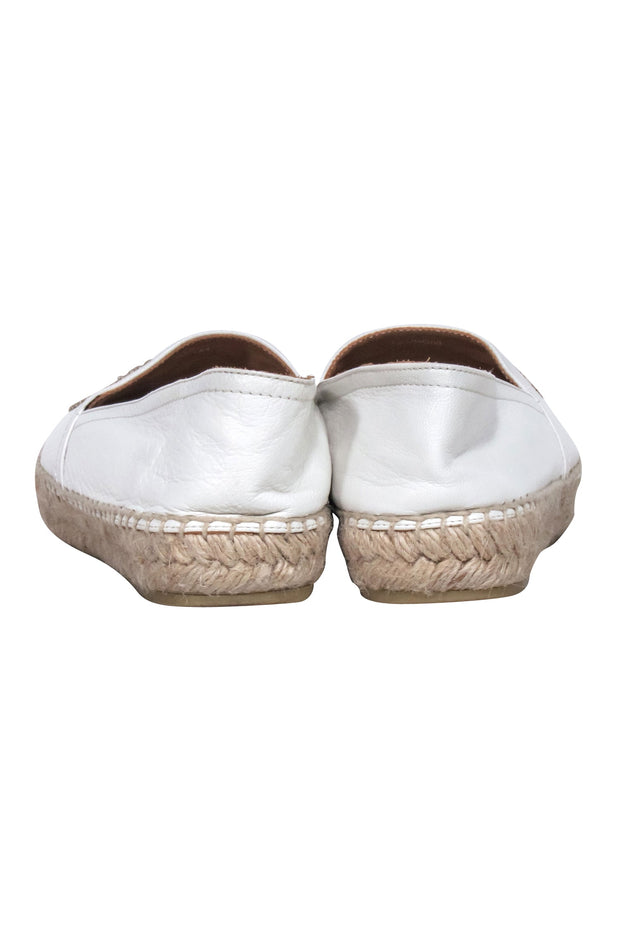 Current Boutique-Prada - White Leather Logo Toe Flats Sz 7