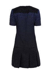 Current Boutique-Proenza Schouler - Black & Blue Boucle Short Sleeve Drop Waist Sheath Dress Sz 4