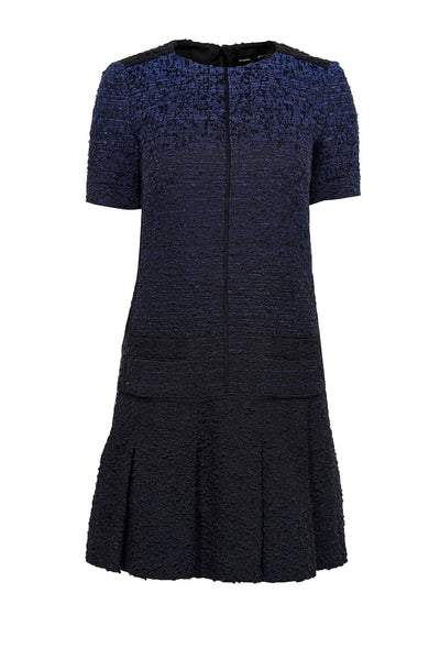 Current Boutique-Proenza Schouler - Black & Blue Boucle Short Sleeve Drop Waist Sheath Dress Sz 4