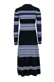Current Boutique-Proenza Schouler - Black & Blue Wool Striped Sweater Dress Sz L