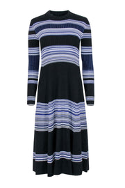 Current Boutique-Proenza Schouler - Black & Blue Wool Striped Sweater Dress Sz L