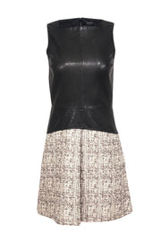 Current Boutique-Proenza Schouler - Black Leather A-Line Dress w/ Pink & Cream Tweed Skirt Sz 4