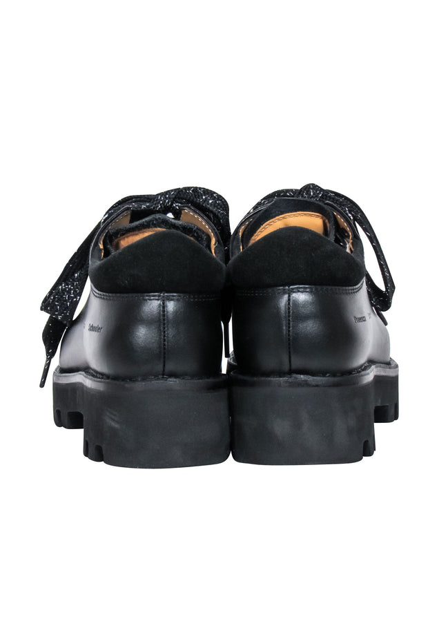 Current Boutique-Proenza Schouler - Black Leather Lace Up Platform Loafers Sz 6