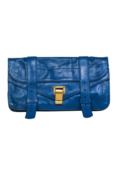 Current Boutique-Proenza Schouler - Blue Leather Clasp Front Clutch