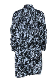Current Boutique-Proenza Schouler - Light Blue & Black Abstract Print Shirt Dress w/ Neck Tie Sz 6