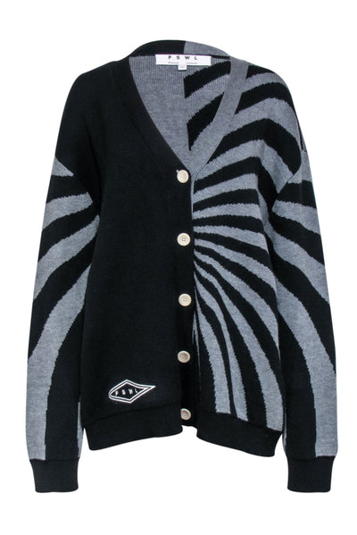 Current Boutique-Proenza Schouler PSWL - Black & Grey Two-Tone Wool Blend Cardigan Sz L