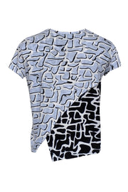 Current Boutique-Proenza Schouler - White, Light Blue, & Black Geometric Asymmetrical Top Sz S