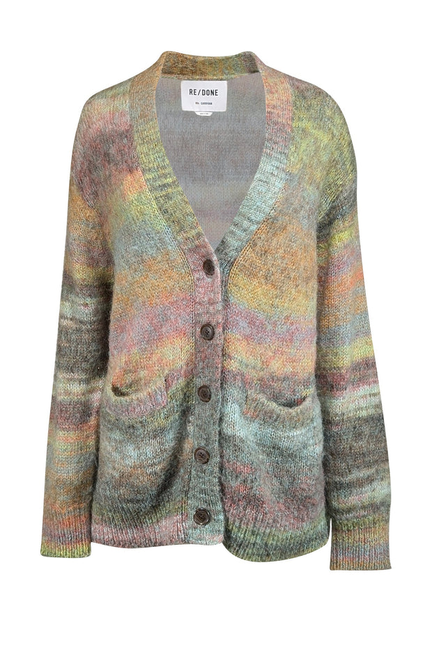 Current Boutique-RE/DONE - Green & Multicolor Mohair Blend Cardigan Sz S