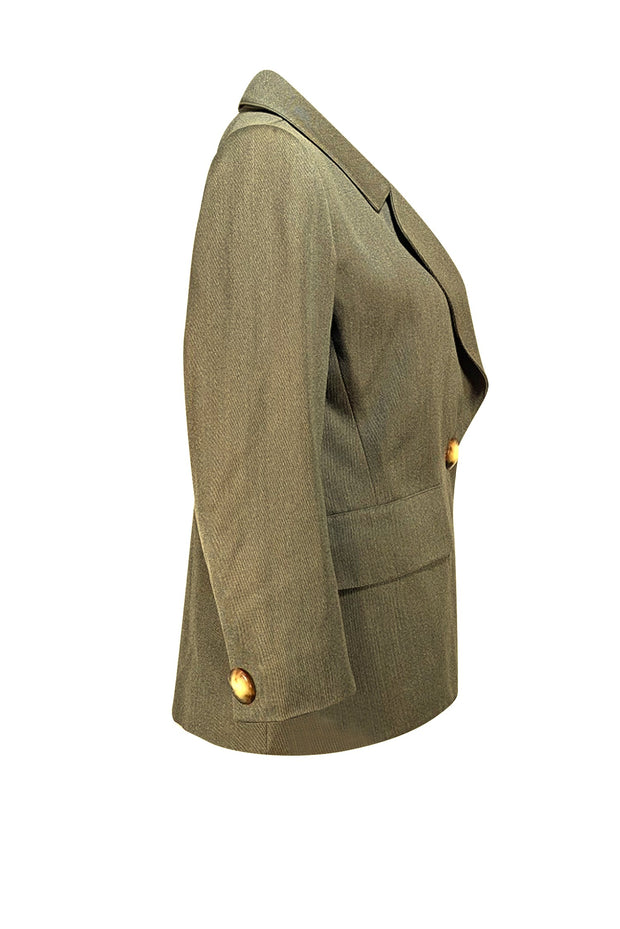 Yves St. Laurent - Olive Green Wool Single Button Blazer Sz 8 - Current Boutique