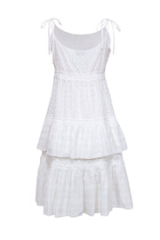 Current Boutique-Rachel Antonoff - White Eyelet Lace Tiered Midi Dress Sz L