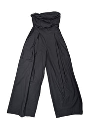 Current Boutique-Rachel Comey - Black Poplin Strapless Pleated Jumpsuit Sz 2