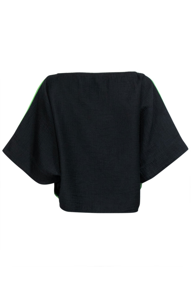 Current Boutique-Rachel Comey - Green & Black Color Blocked Crop Top w/ Batwing Sz 8