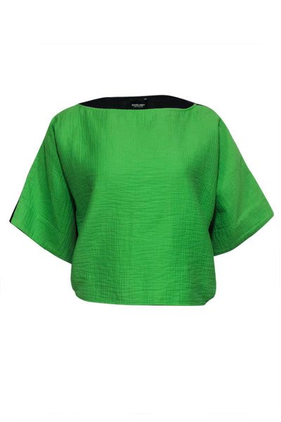 Current Boutique-Rachel Comey - Green & Black Color Blocked Crop Top w/ Batwing Sz 8
