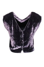 Current Boutique-Rachel Comey - Grey Velvet Sleeveless Top w/ Button Back Sz 0
