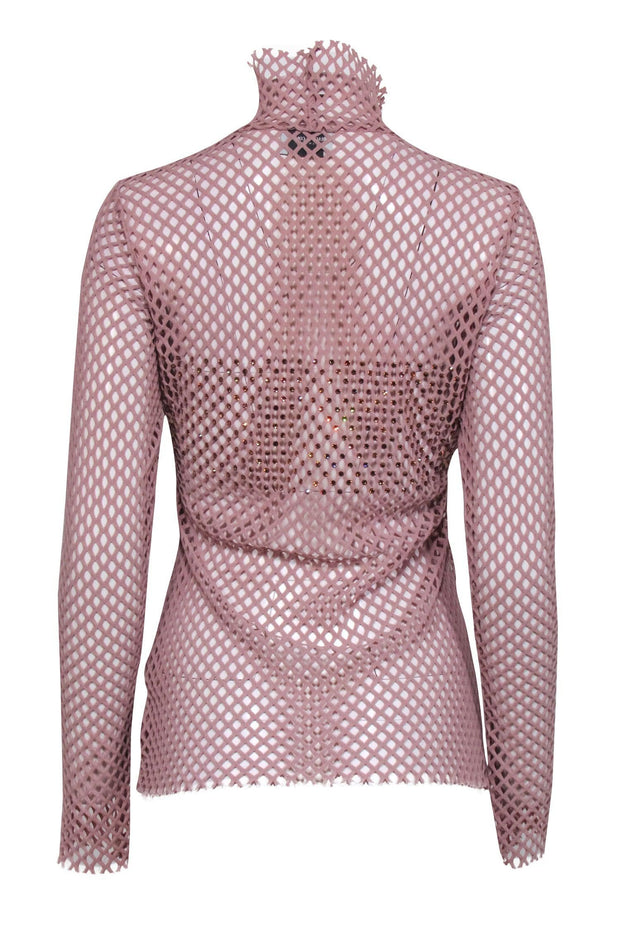 Current Boutique-Rachel Comey - Mauve Pink Netted Mesh Long Sleeve Top Sz M