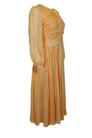 Current Boutique-Rachel Gilbert - Orange Long Sleeve Textured Midi Dress Sz 4