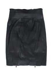 Current Boutique-Rachel Zoe - Black Leather Double Zipper Pencil Skirt Sz 4