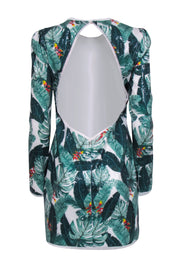 Current Boutique-Rachel Zoe - White w/ Green Leaf Printed Sequin Dress Sz 8