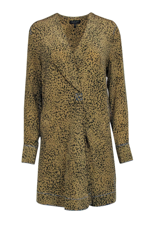 Current Boutique-Rag & Bone - Beige & Black Leopard Print Long Sleeve Dress Sz S