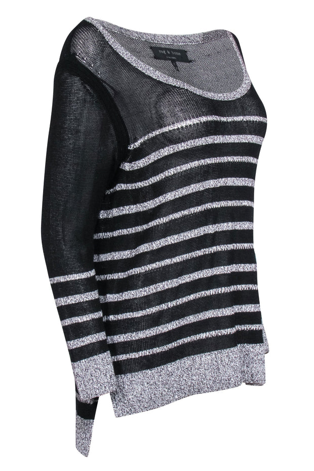 Current Boutique-Rag & Bone - Black & Grey Striped Knit Sweater Sz M