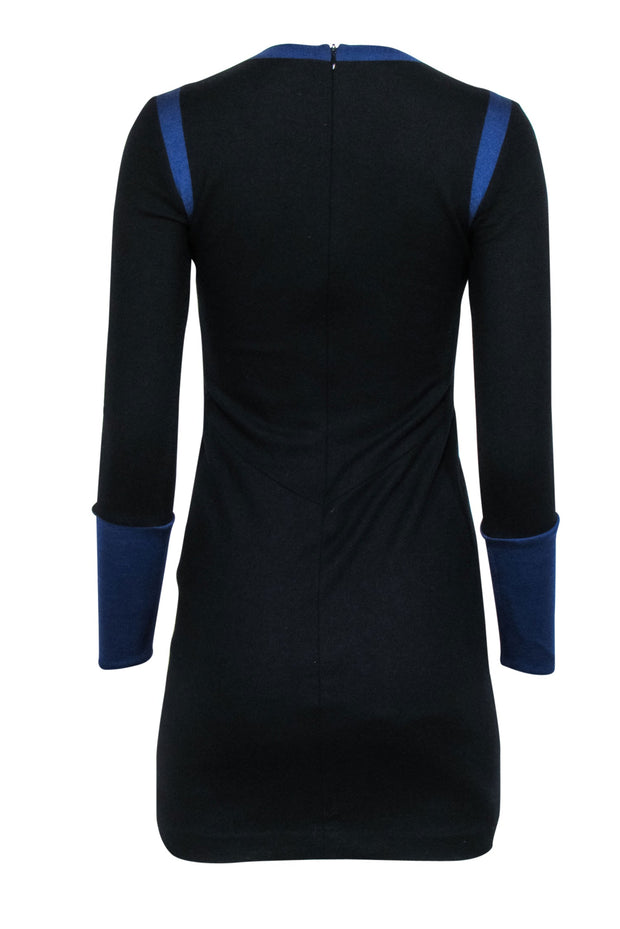 Current Boutique-Rag & Bone - Black Long Sleeve Color Block Midi Sheath Dress Sz 0