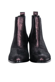 Current Boutique-Rag & Bone - Black Oil Slick Iridescent Shimmer Short Boots Sz 8.5