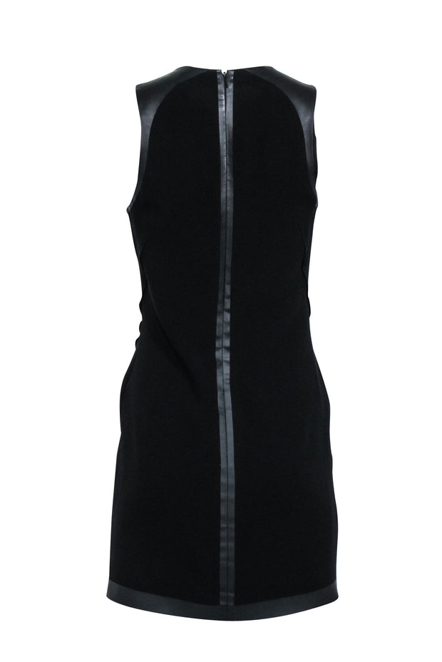 Current Boutique-Rag & Bone - Black Sleeveless Faux Leather Trim Detail Dress Sz 4
