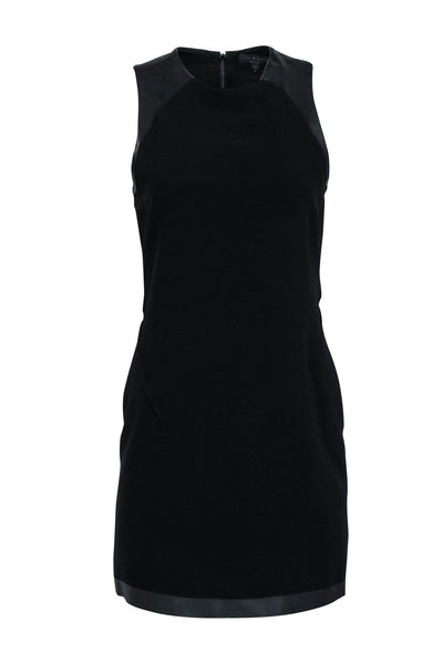 Current Boutique-Rag & Bone - Black Sleeveless Faux Leather Trim Detail Dress Sz 4