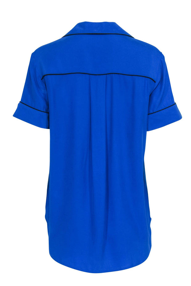 Current Boutique-Rag & Bone - Blue Silk Short Sleeve Top Sz M