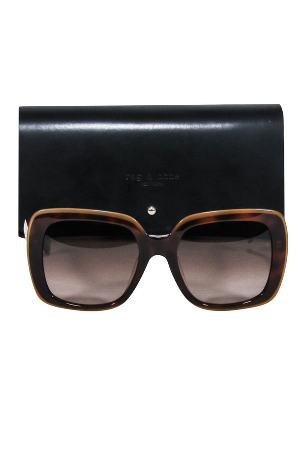 Current Boutique-Rag & Bone - Brown Tortoise Large Rectangle Sunglasses