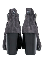 Current Boutique-Rag & Bone - Grey Suede Block Heel Booties w/ Dual-Side Zippers Sz 10