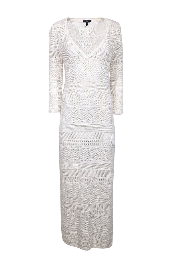 Current Boutique-Rag & Bone - Ivory Long Sleeve Crochet Maxi Dress Sz M