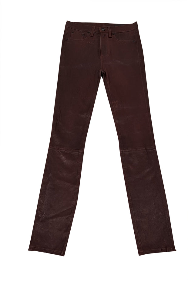 Current Boutique-Rag & Bone - Mahogany Lamb Leather Skinny Pant Sz 2