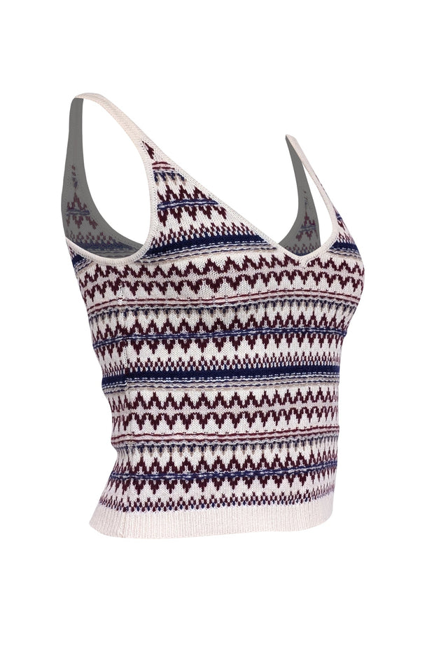 Current Boutique-Rag & Bone - Off-White, Maroon, & Blue Fair Isle Wool Cami Sz XS