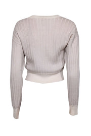 Current Boutique-Rag & Bone - Pale Pink & Cream Wool Two-Tone Cropped Cardigan Sz S