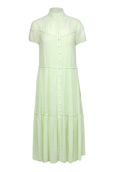Current Boutique-Rag & Bone - Pastel Green Tiered Crinkle Dress Sz XS